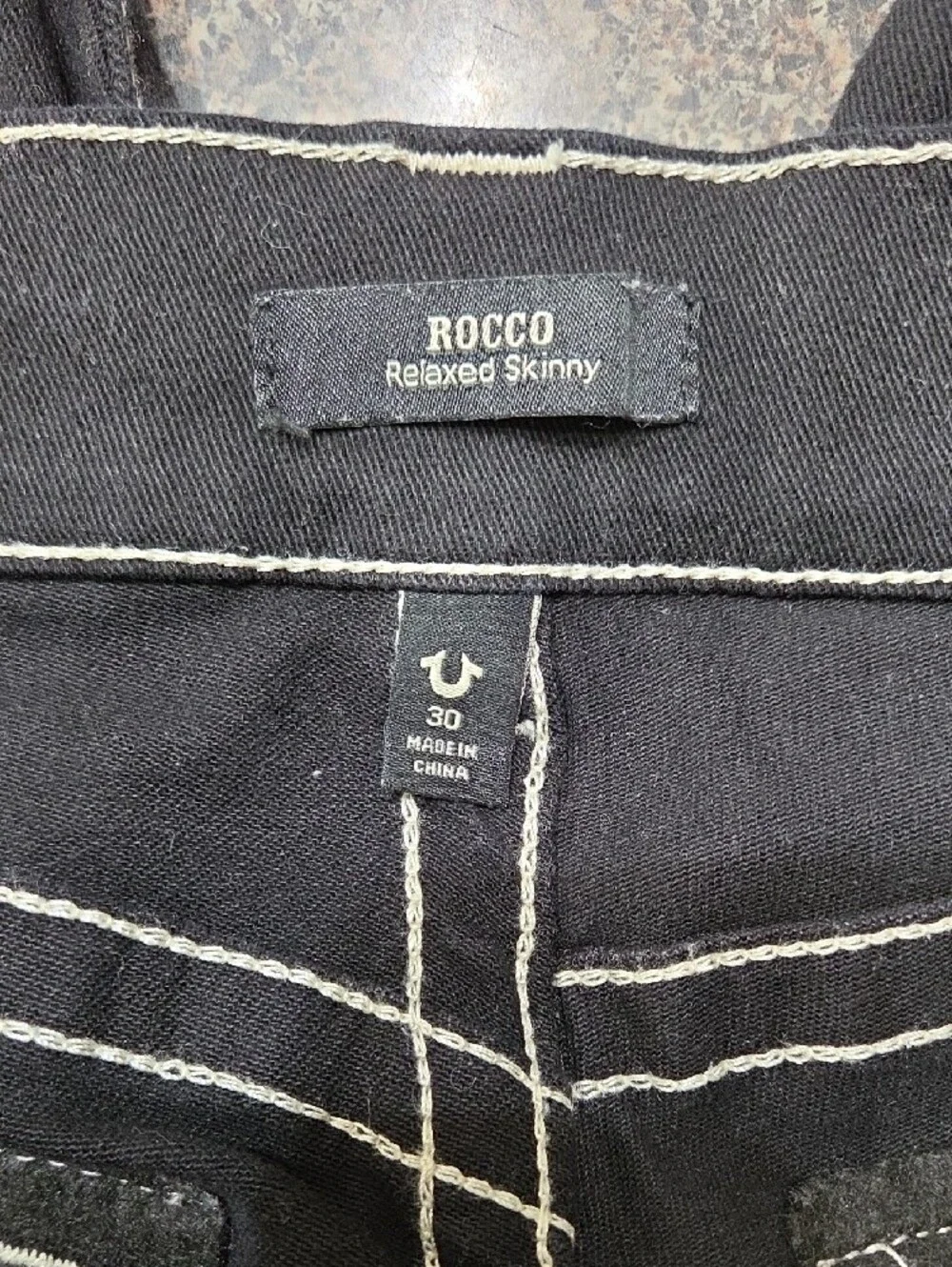 True Religion Black Skinny Jeans with Contrast Stitching